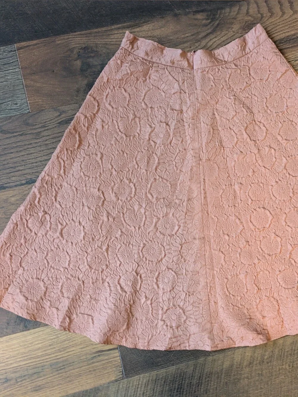 NWT A FOUR Mauve Flower Detailed Midi Skirt Large L Textured Jacquard Modest